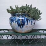 Vintage patinated wood and metal planter