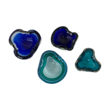 Mid century design set of 4 blue murano glass bowls , 1970's