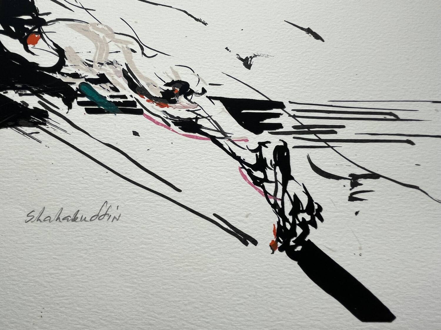 Original lithograph signed shahabuddin – "élan" – certified