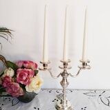 3-branched candle holder in silver metal
