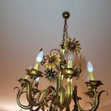 Set of painted metal chandeliers with flower decor