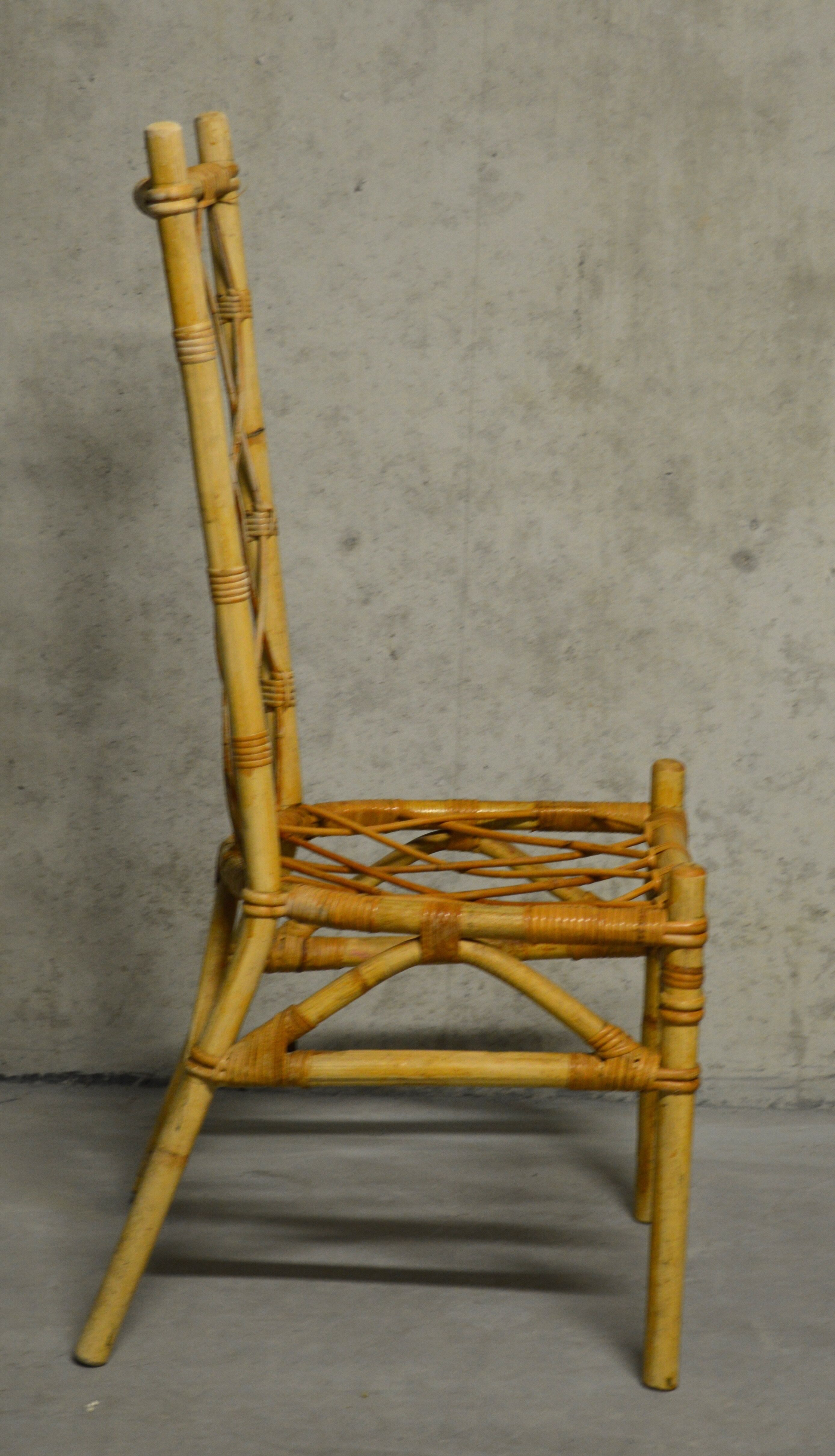 rattan and bamboo table and chair