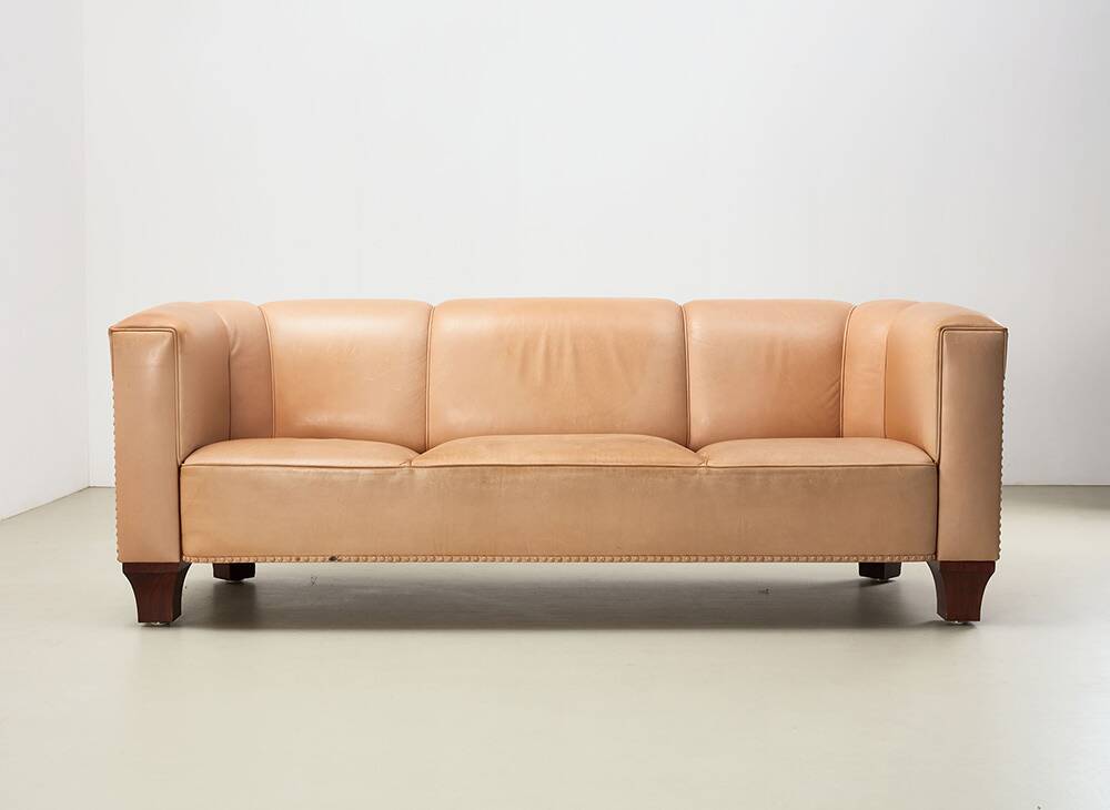 Josef Hoffmann Palais Stoclet Leather Sofa for Wittmann Austria 1905/1990s