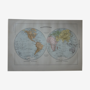 World map, planisphere, dating from 1905