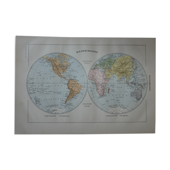 World map, planisphere, dating from 1905