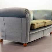 Chesterfield Duotone 2-Seat Sofa in Frosted Blue & Green Velvet 1950s