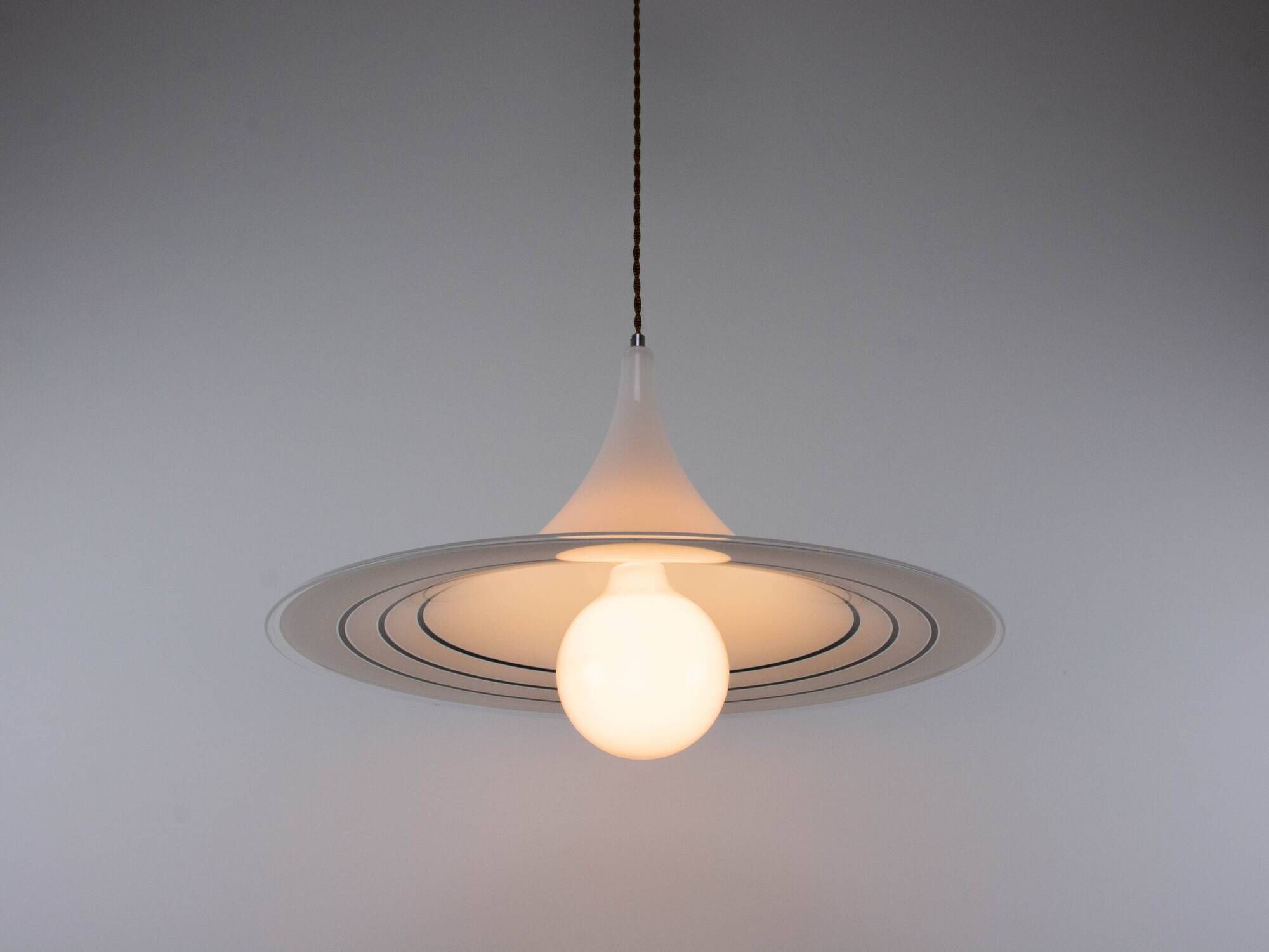 Vintage Black And White Meblo "Albatros" Trumpet Pendant Lamp