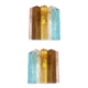 Set of Two Multicolored "Squares Bark" Murano Glass Wall Sconces in Barovia