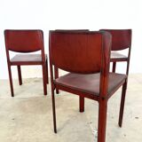 Lot de 4 chaises Matteo Grassi cuir rouge