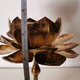 Candlestick, candle holder, modular lotus flower in brass, 50s feldman style