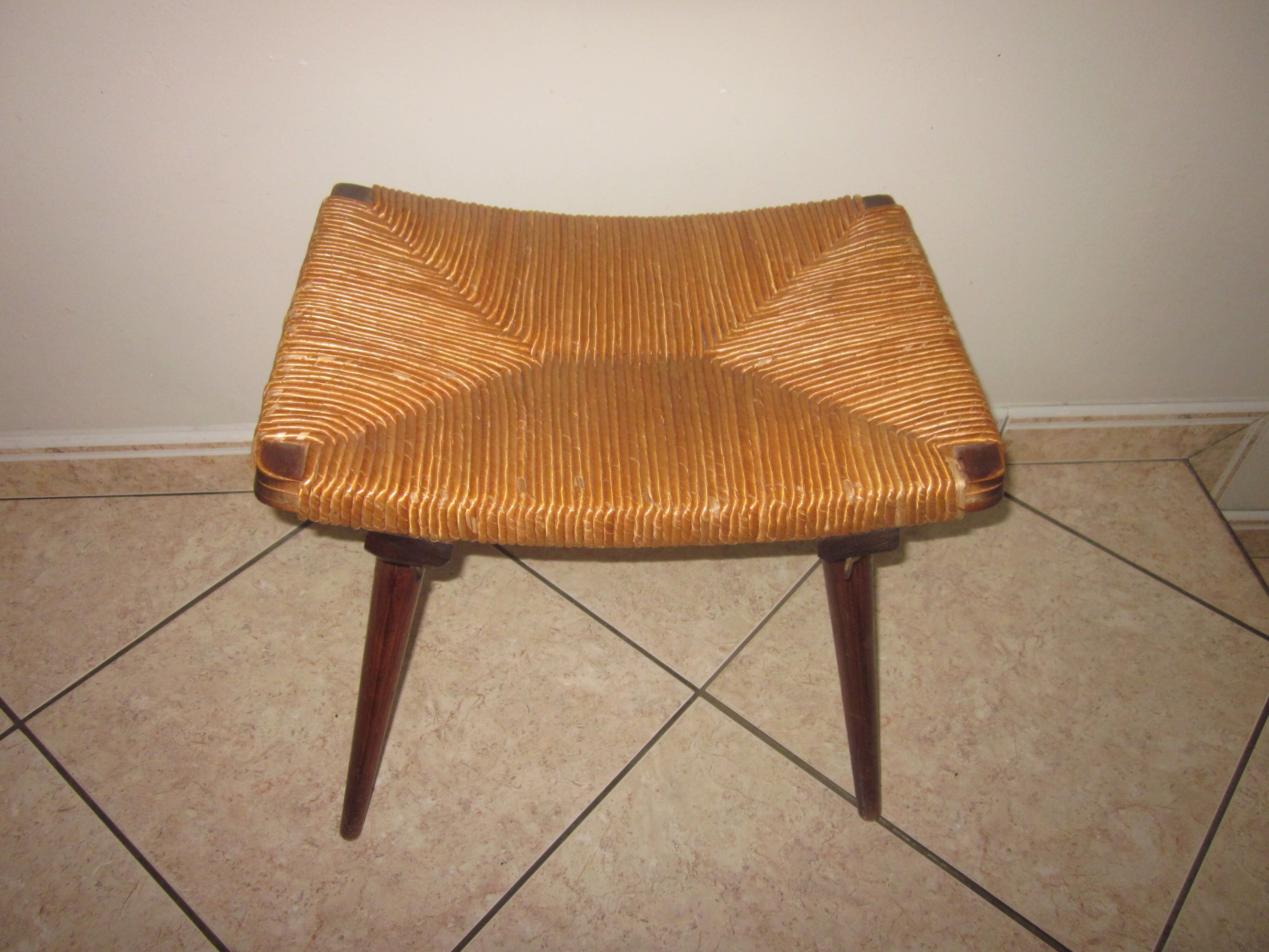 Tabouret vintage paille 1960