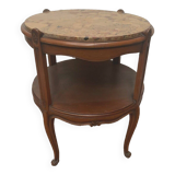 Louis XV style round pedestal table in patinated beech 20th century Table