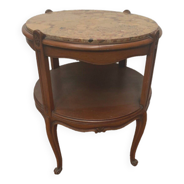 Louis XV style round pedestal table in patinated beech 20th century Table
