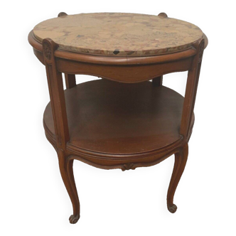 Louis XV style round pedestal table in patinated beech 20th century Table