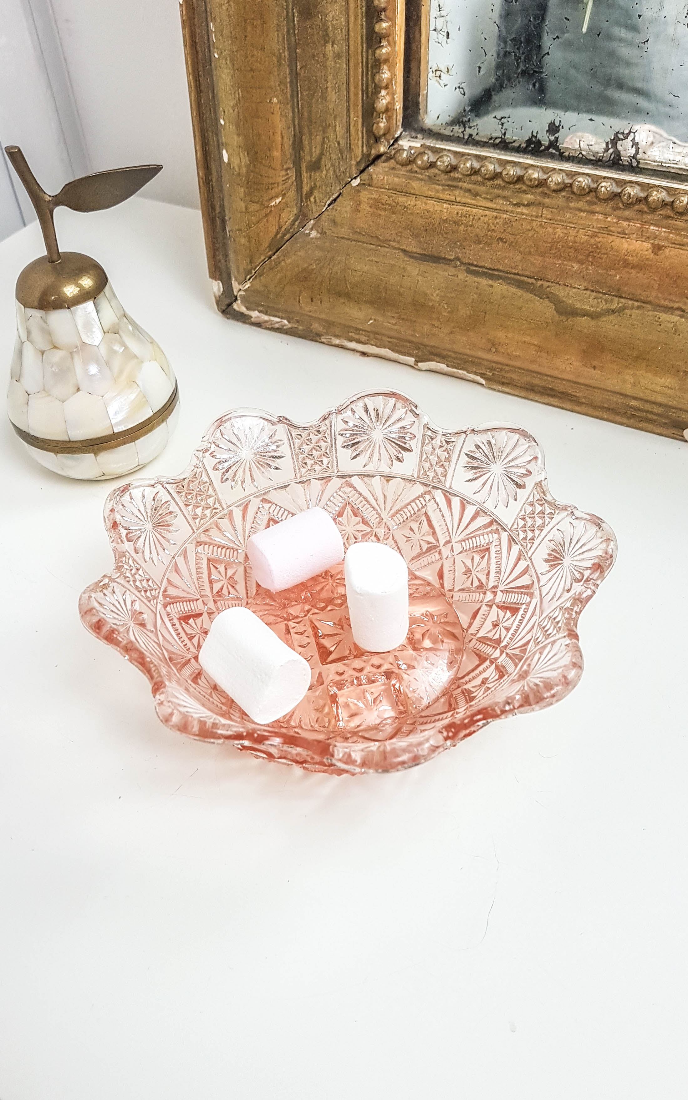Vintage pink moulded glass bowl