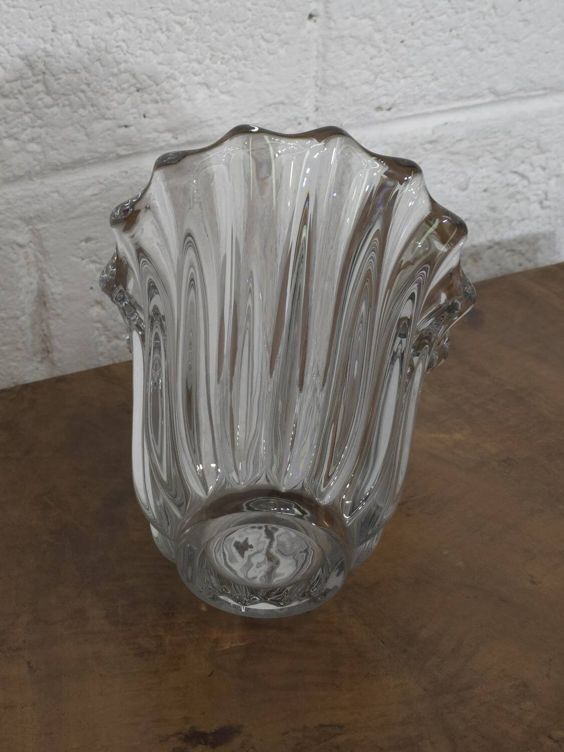 Molded crystal vase Pierre d'Avesn (Pierre Girre) 1940s