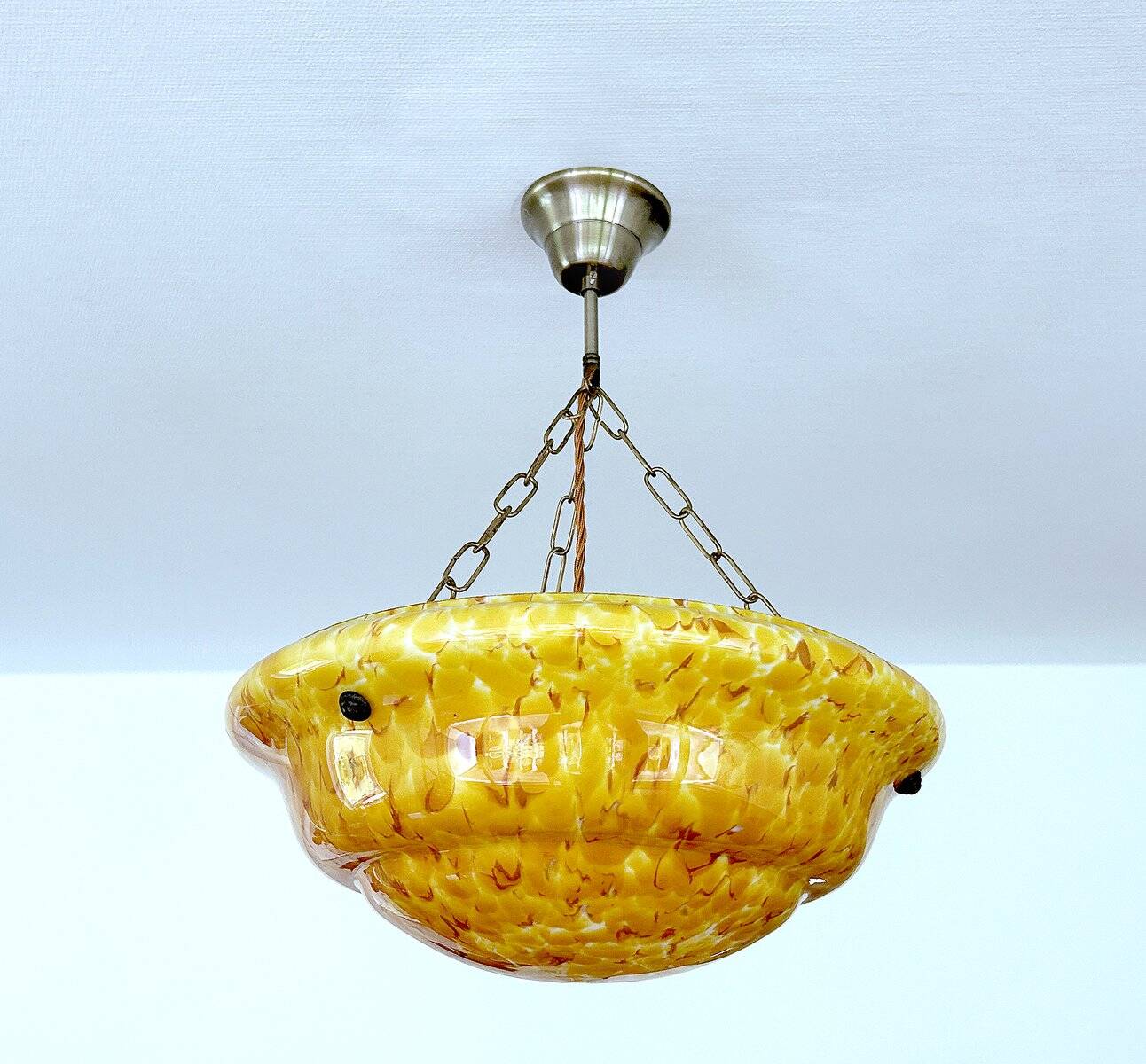 Art Deco amber glass pendant light, 1930s
