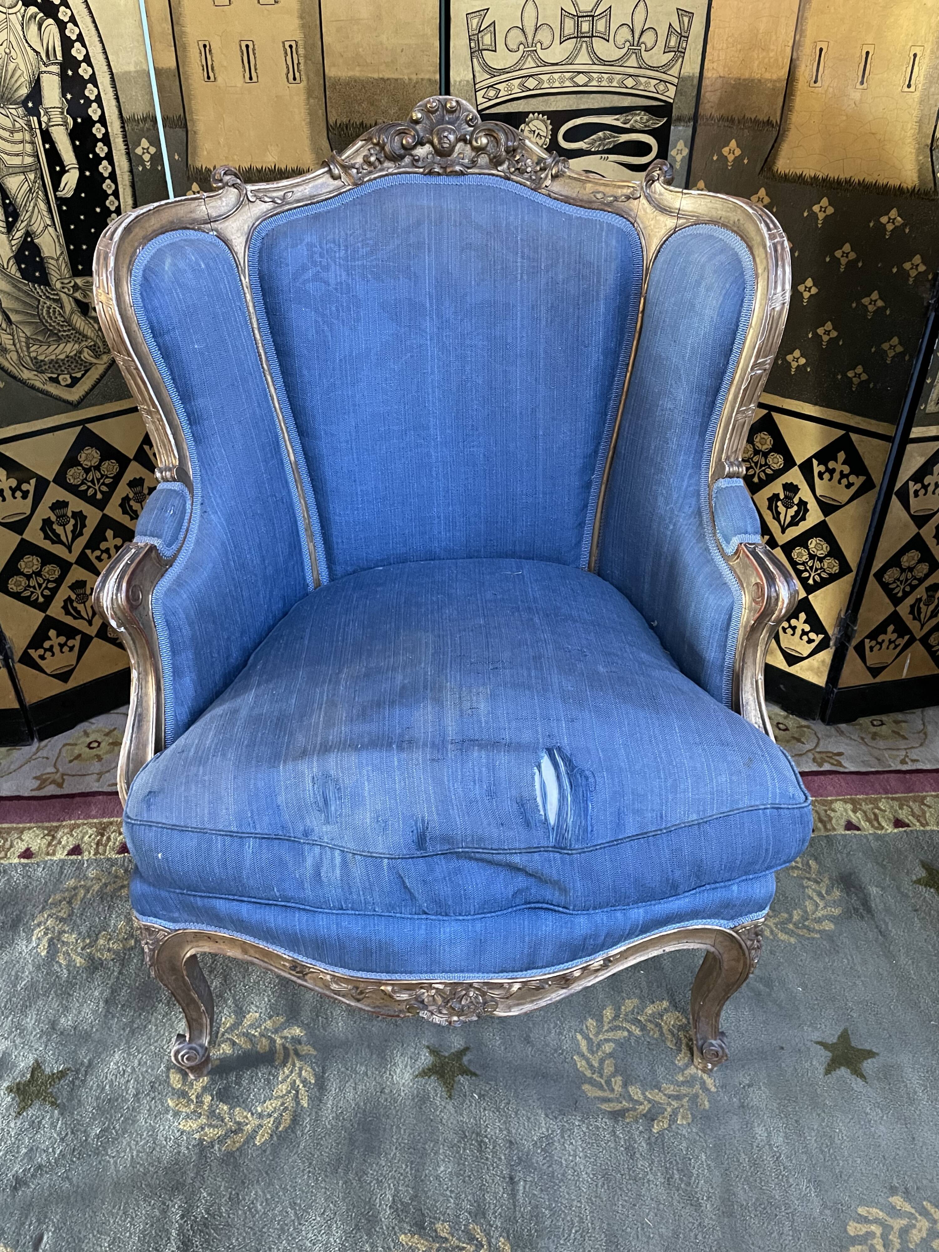 Complete living room louis XV style gilded wood 1900