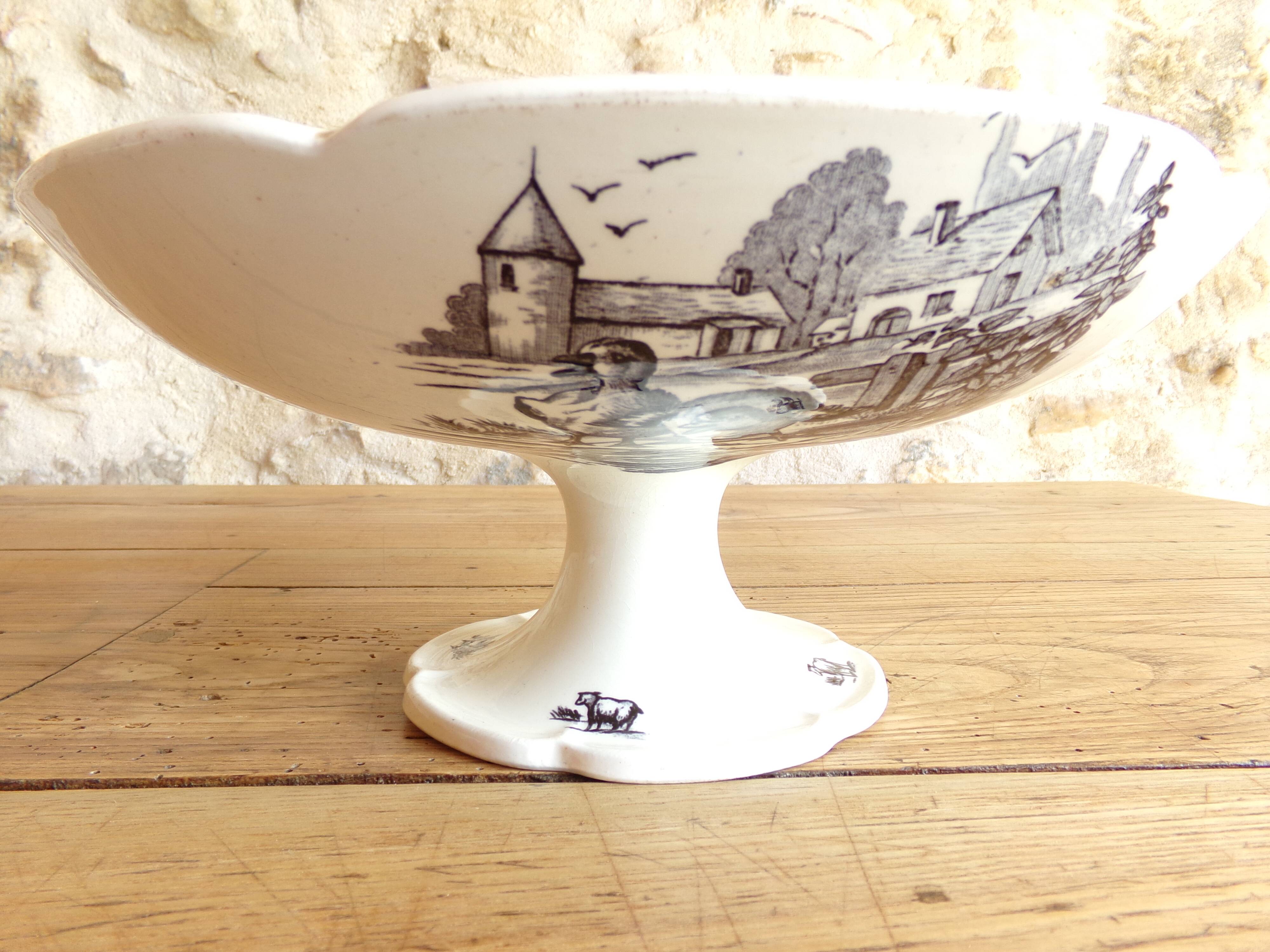 Antique compotier in rustic iron earth