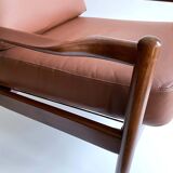 Pair of Scandinavian Teak and Leather Armchairs, 1960s