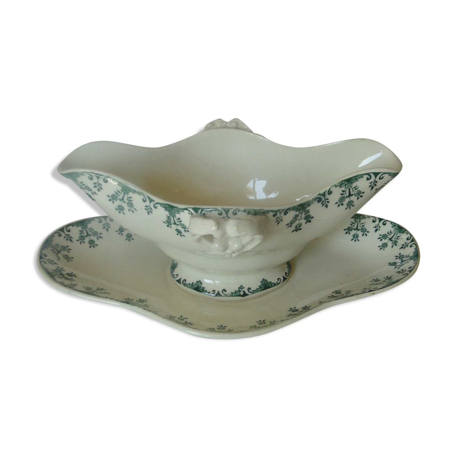 Sauciere ancienne gien 1878 modele florence gravé en creux ac