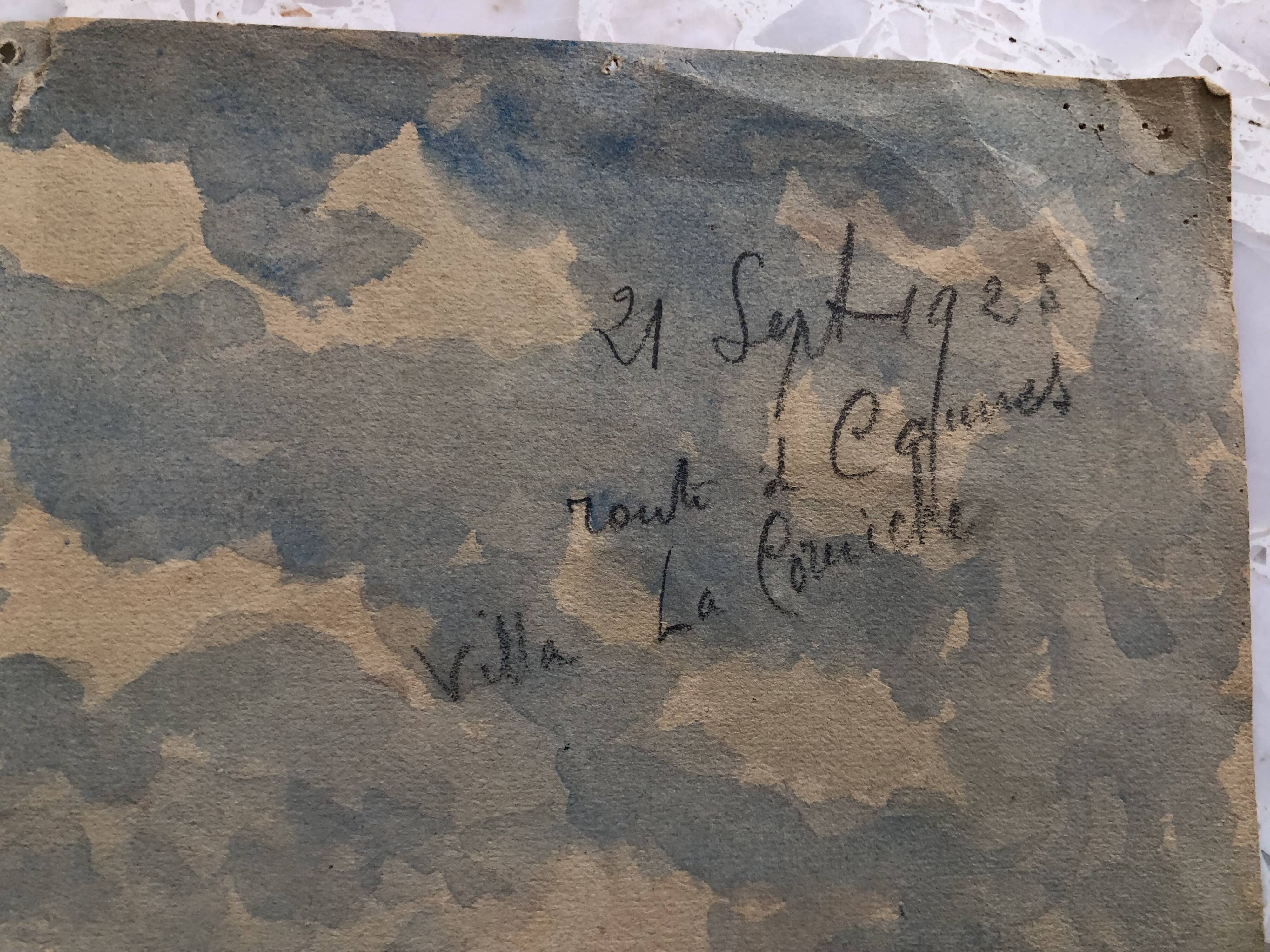 Set of 4 watercolors 1920 cannes, l. bruel, le suquet la corniche island st honorat bay alpes maritimes 06