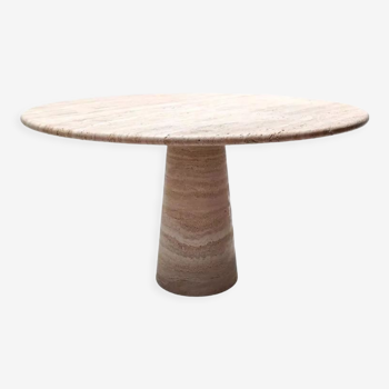 Cream travertine round dining table