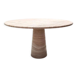 Cream travertine round dining table