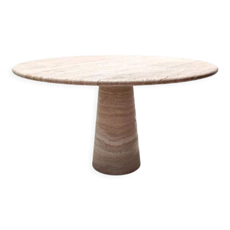 Cream travertine round dining table