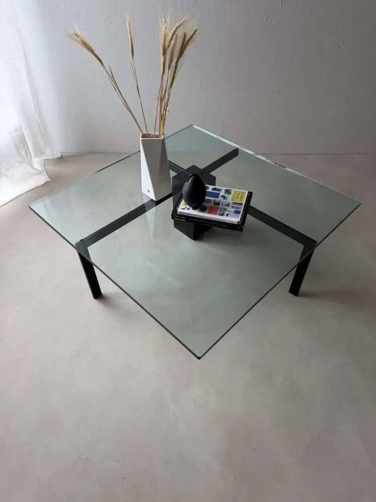 Metaform KW1 coffee table Hank Kwint 1980s glass black metal