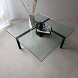Metaform KW1 coffee table Hank Kwint 1980s glass black metal