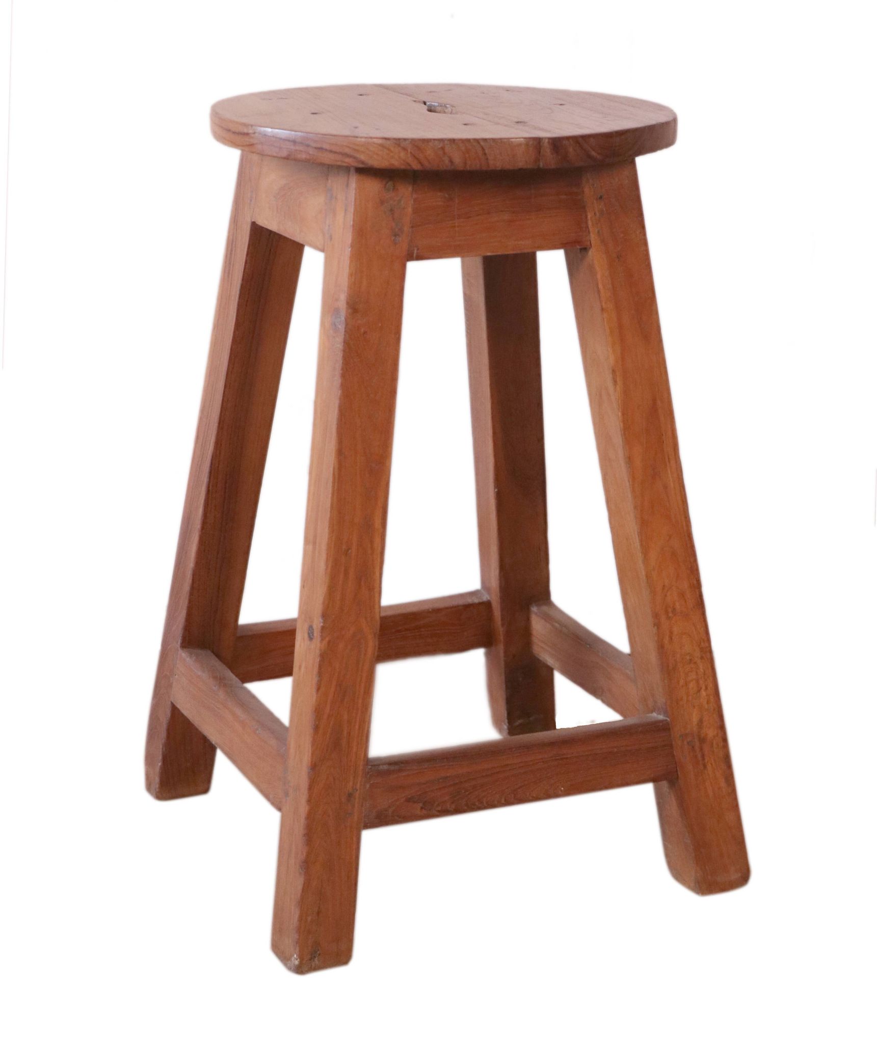 Tabouret d'atelier en teck birman
