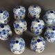 Series of 10 old small earthenware cream jars Digoin Sarreguemines SB