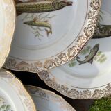 11 vintage Limoges porcelain fish plates