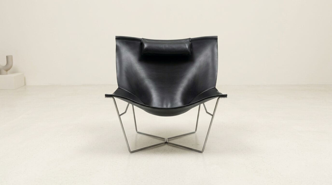 Black leather chair Semana, design by David Weeks for Habitat.