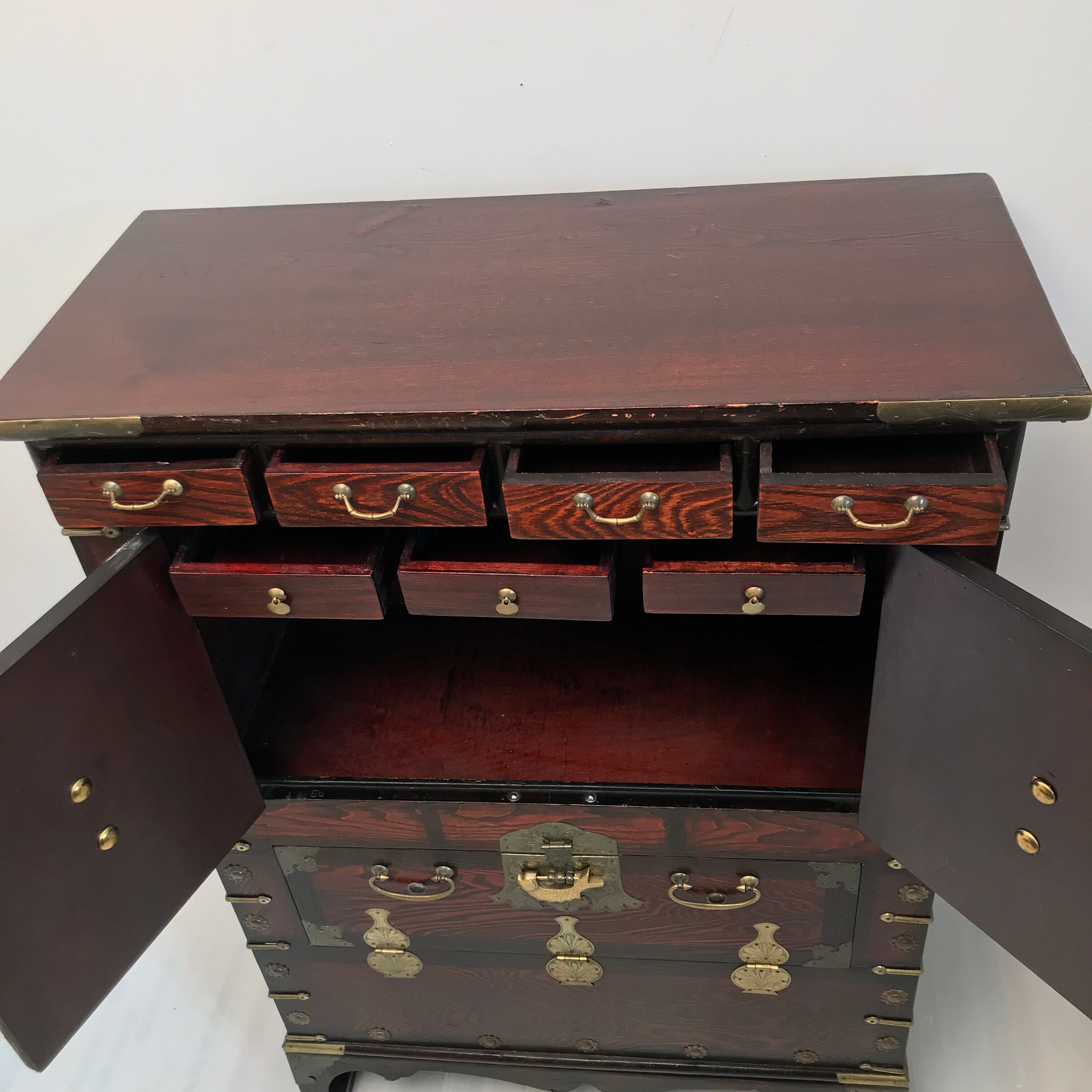 Furniture antique Korean storage box 1910 in wood and brass