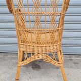 Rattan and wicker armchair 1960