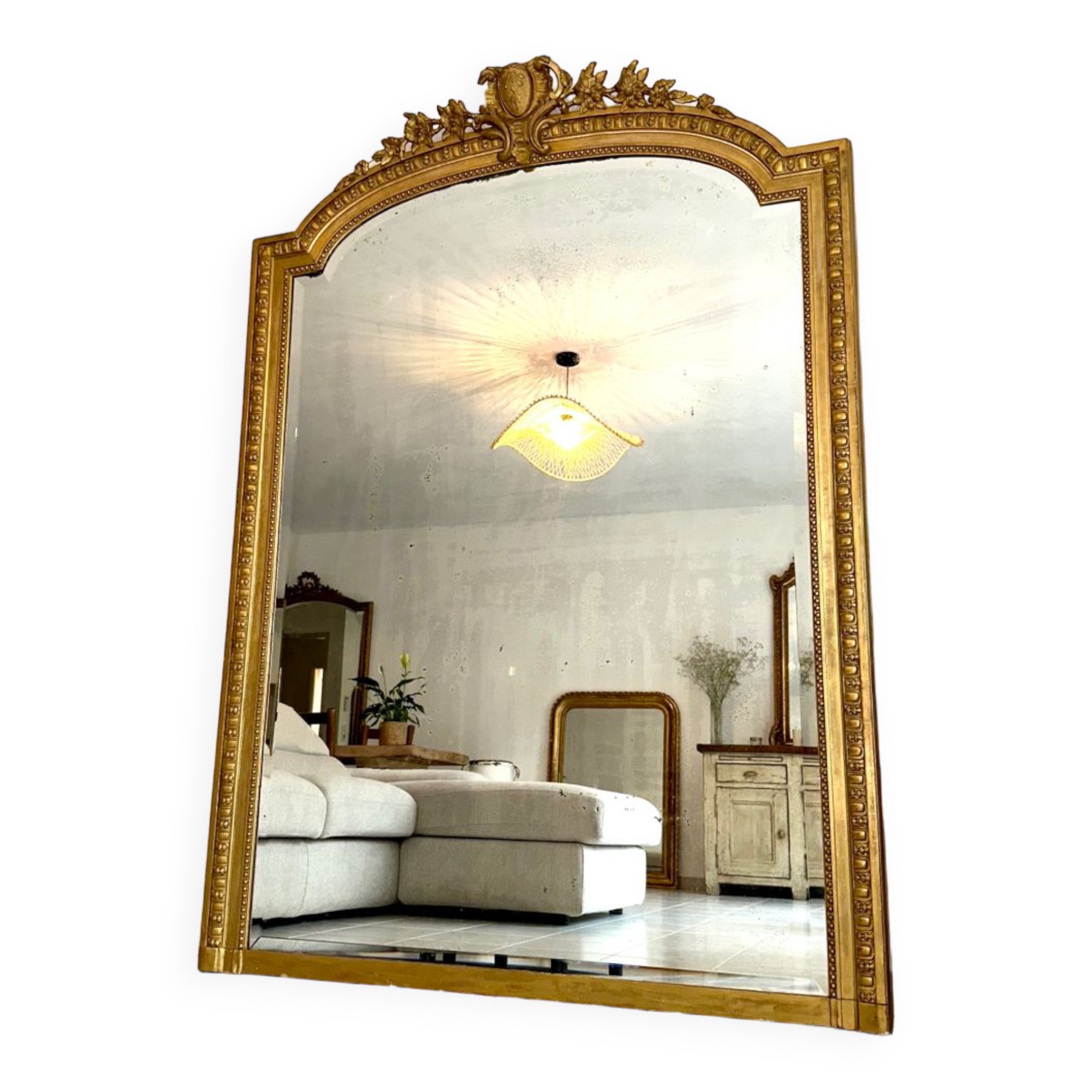 Antique mirror with 19th century pediment