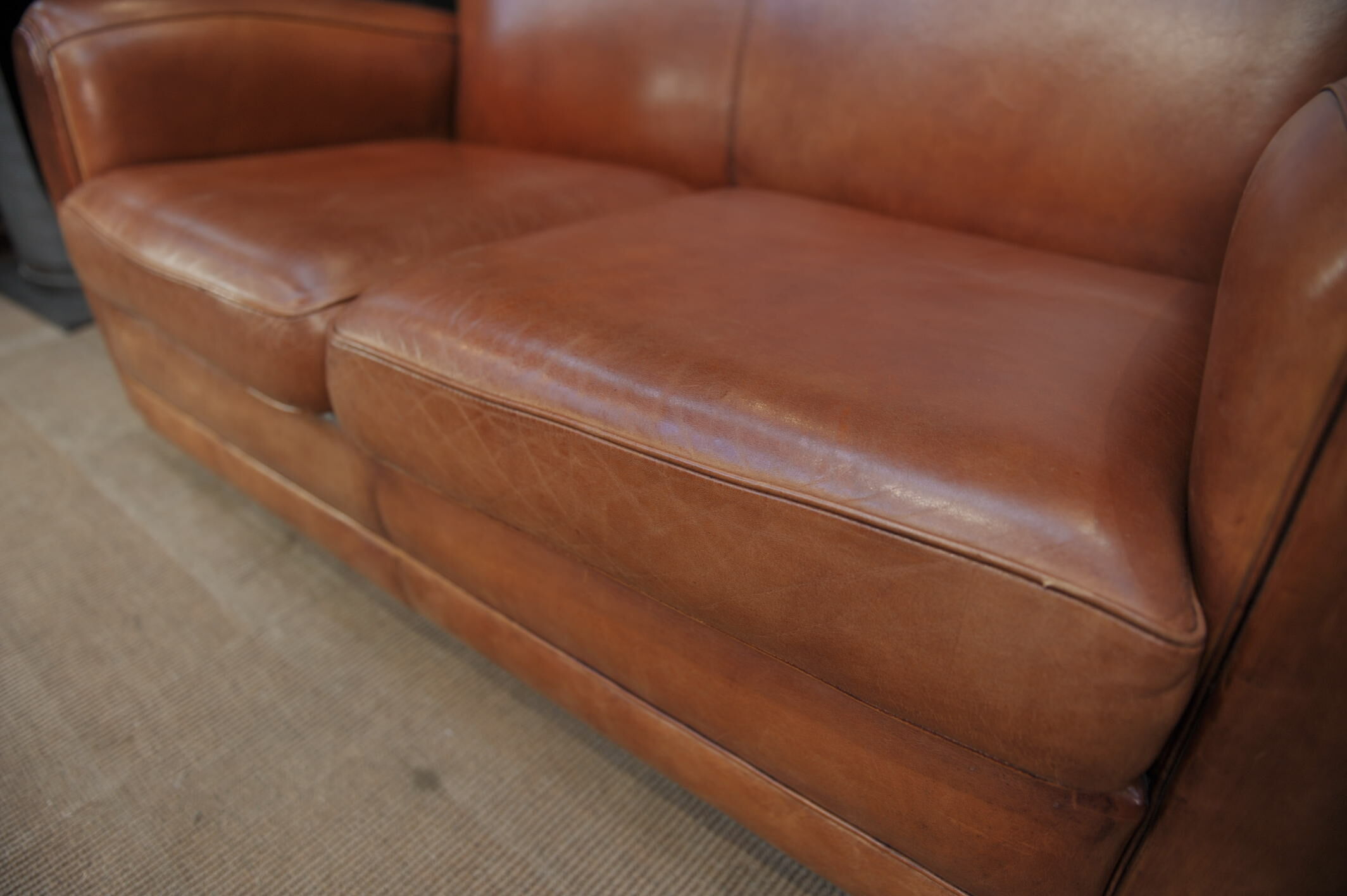 Vintage 3-seater leather club sofa