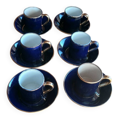 Six tasses à café bleu cobalt, Sèvres