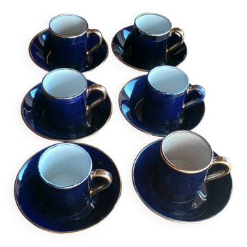 Six cobalt blue coffee cups, Sèvres
