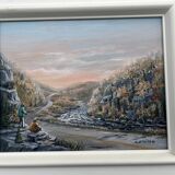 Painting Mountainous landscape with figures Ruth Martel