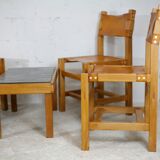 Ensemble de 4 chaises et table basse Maison Regain, France, circa 1970