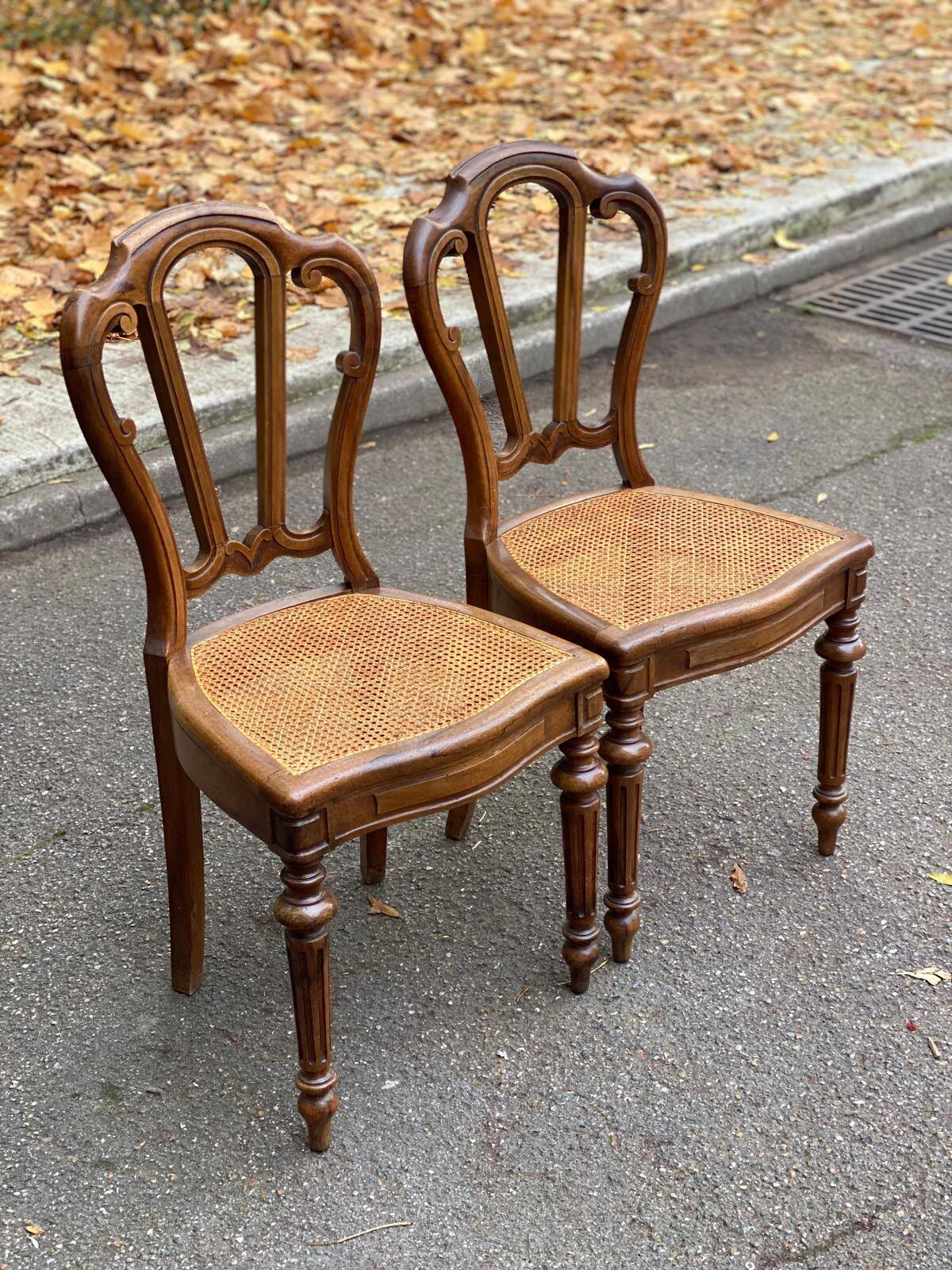 2 Louis Philippe chairs in solid carved wood and caning from the 19th century