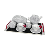 Ceramic tea set by Mas in the Memphis Milano style, 1980s, Set of 7