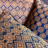 Navy blue and orange Kachin cushion cover (RIDA)