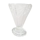 Old art deco vase transparent molded glass vintage decoration