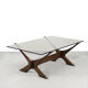 Table basse scandinave en noyer Condoren verre Örebro, années 1960