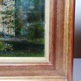 Large painting "Villa Camille" from the 1940s-60s, oil on canvas signed M. Lesoll.