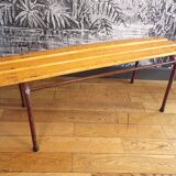 Slatted school bench